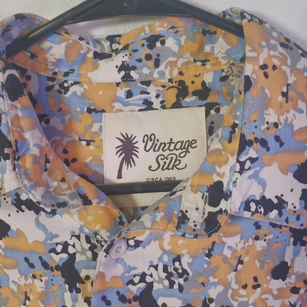 Vintage Silk Circa 1969 Multicolor Polo Vintage Beautiful Shirt 100% Silk - Picture 7 of 11